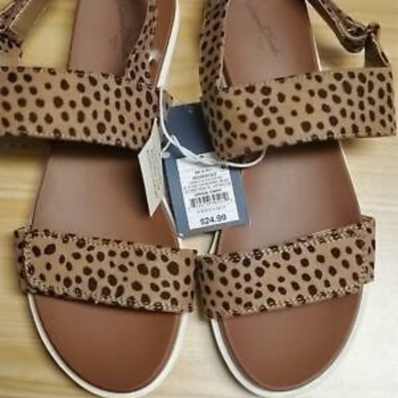 Universal Thread Natalie Easy Closure Leopard Print Strap Sandals Brown 7.5 - Picture 5 of 6